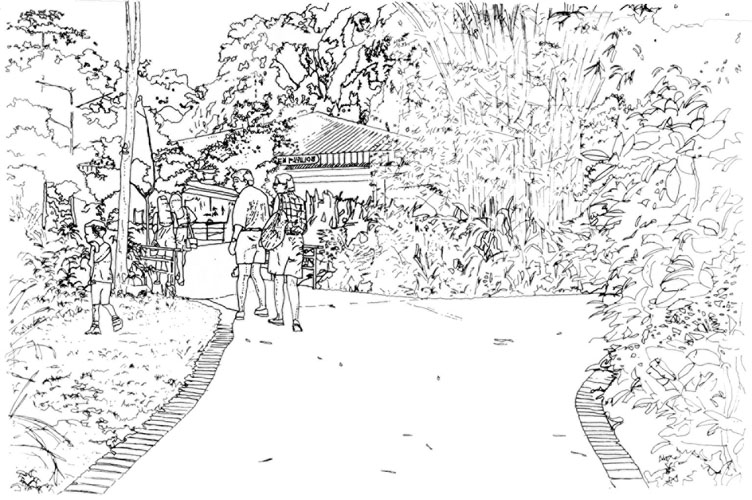 visitors choosing their route